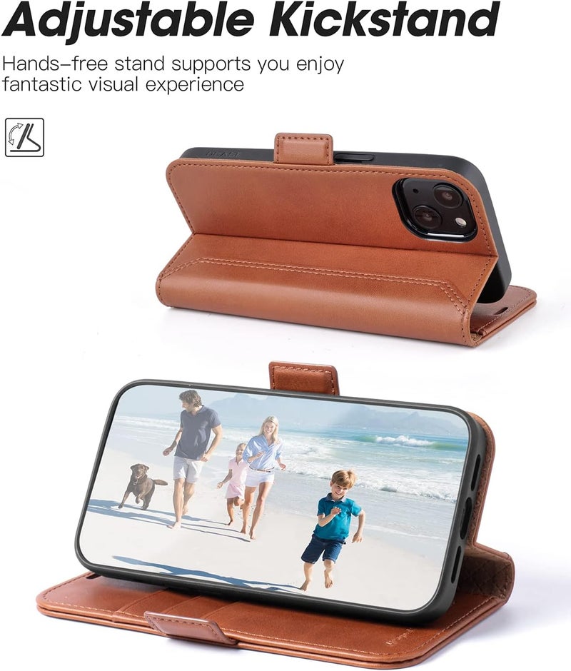 OCASE Retro Series Compatible with iPhone 13 Wallet Case with Card Holders [RFID Blocking][TPU Inner Shell ][Kickstand] PU Leather Flip Folio Shockproof Phone Cover 6.1 inch 2021 (Brown) - Image 4
